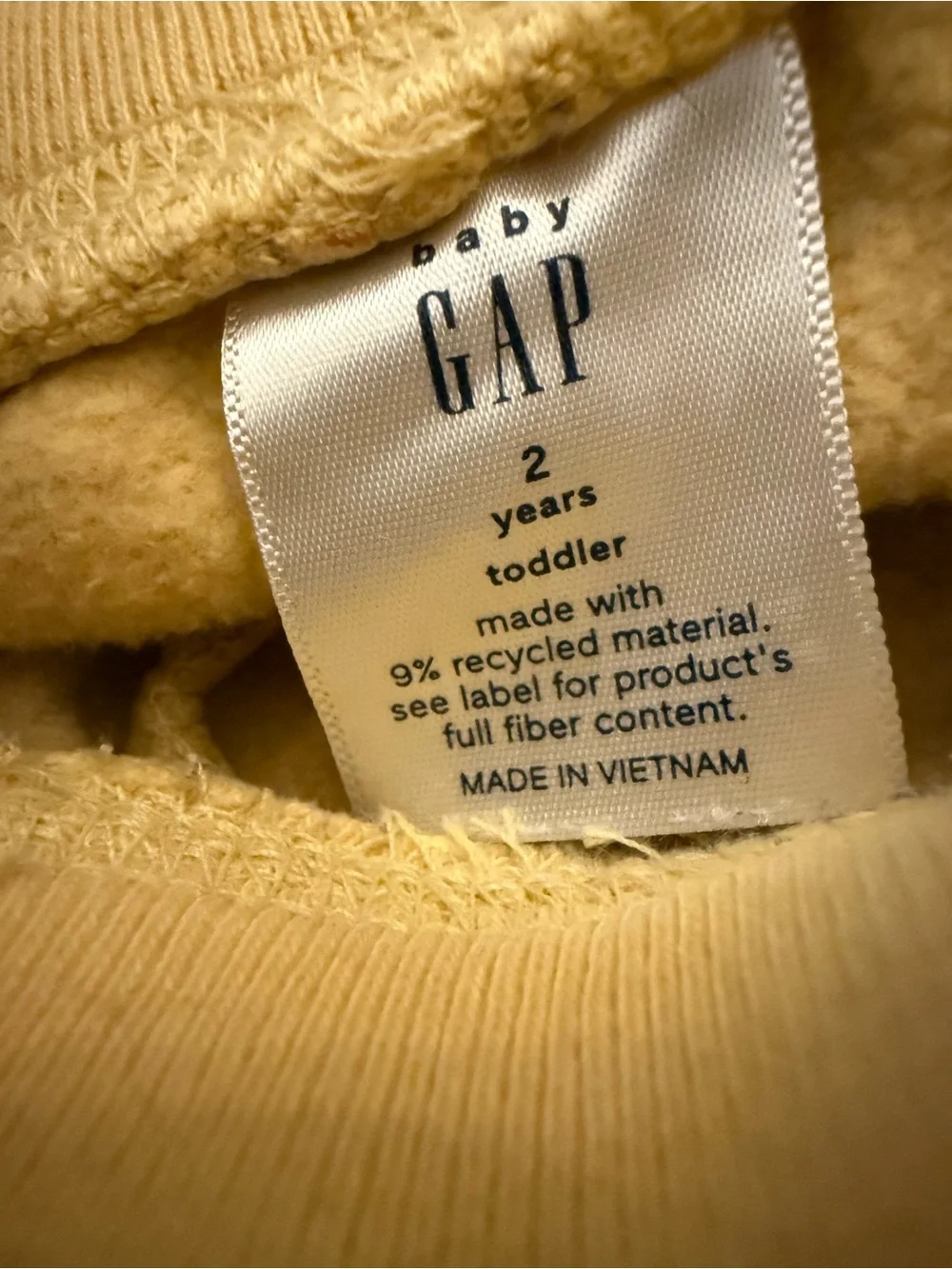 GAP Baby Soft Yellow Toddler Sweatshirt